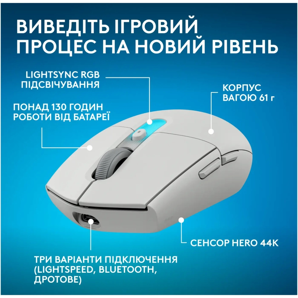 Мишка Logitech G305 X Superlight Wireless White (910-007747)