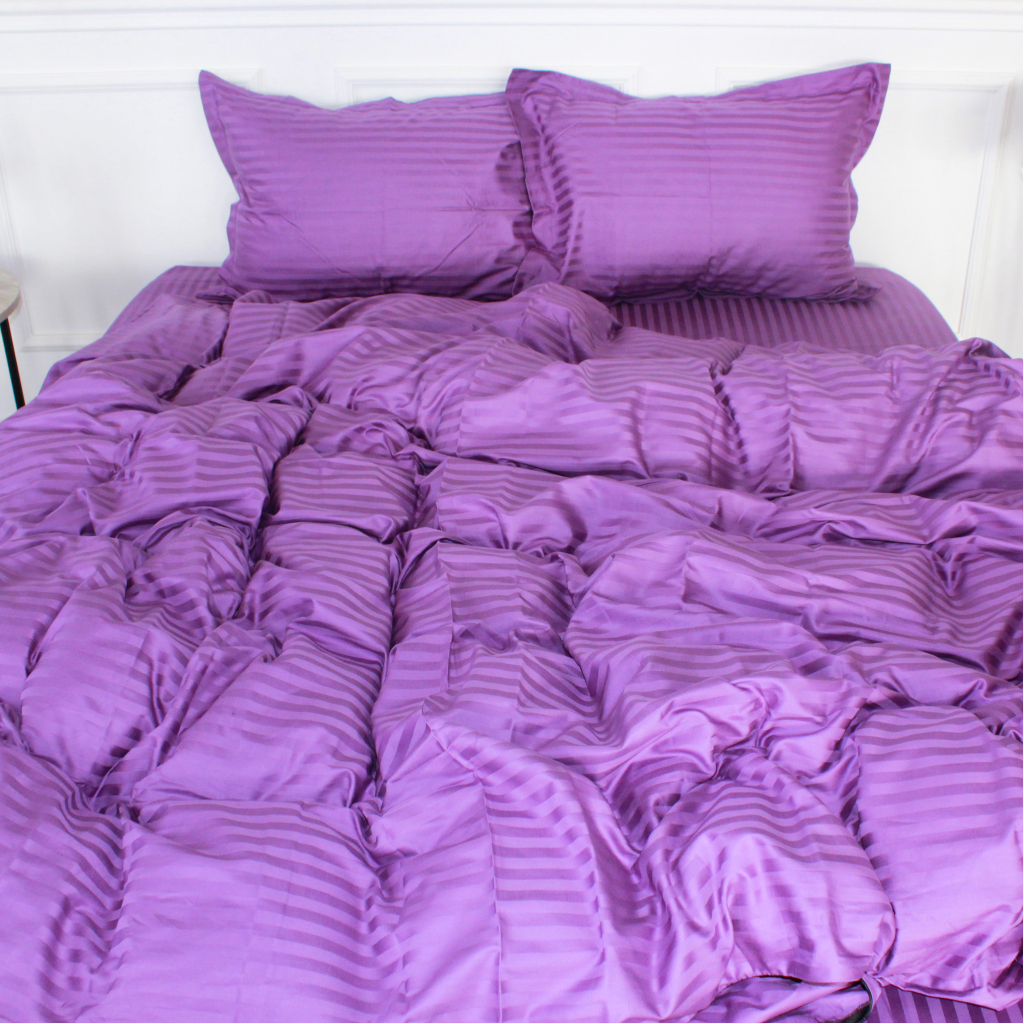 Постільна білизна MirSon SatinStripe 30-0009Purple 220х240 King Size (2200005250730)
