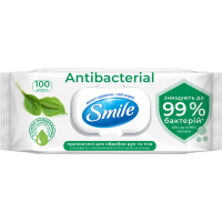 Вологі серветки Smile Antibacterial з соком подорожника 100 шт. (4823071636741/4823071656466)