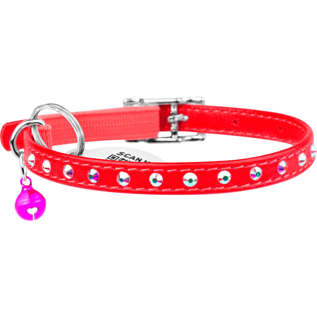 Нашийник для тварин WAUDOG GLAMOUR з резинкою і стразами для кішок (червоний) (32543) Нашийник для тварин WAUDOG GLAMOUR з резинкою і стразами для кішок (червоний) (32543)