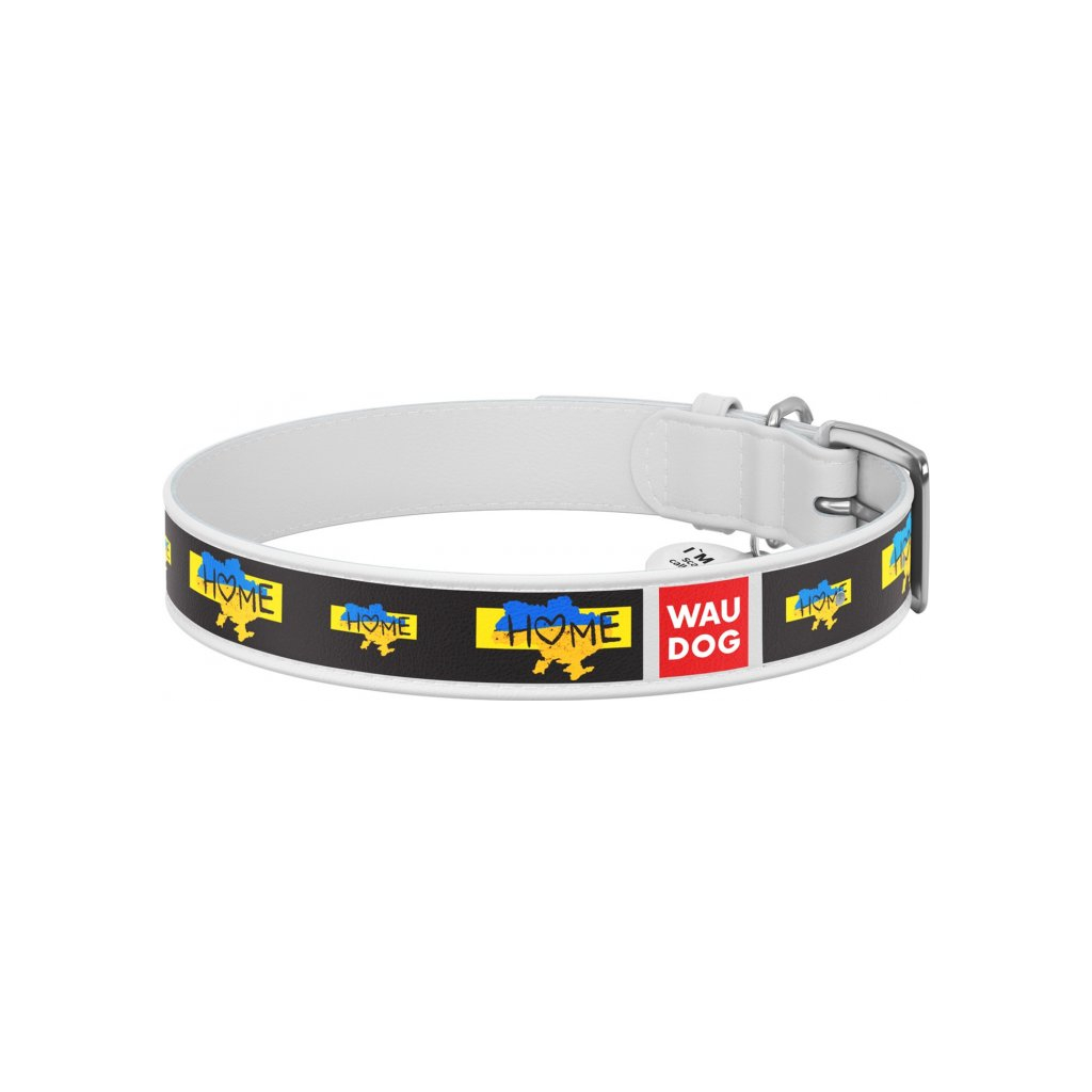 Нашийник для тварин WAUDOG Design з QR паспортом "Дім" XL Ш 35 мм Д 46-59 см (білий) (3606-0230-15)