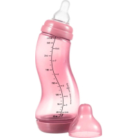 Difrax S-bottle Natural Trend feeding bottle with silicone nipple, 250 ml (706T Raspberry)