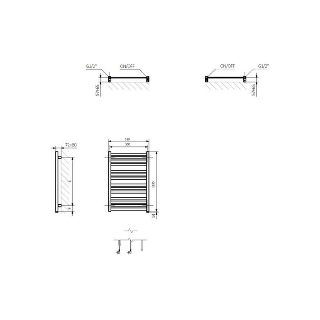 Сушарка для рушників Terma 1185x530 Marlin One (WWMRN118053KS96E8P)