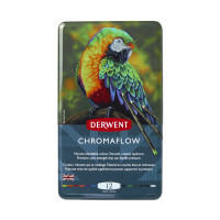 Colored pencils Derwent Chromaflow 12 pcs. in a metal case (5028252616119)