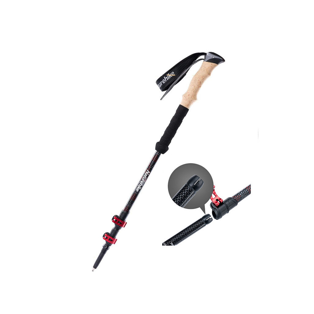 Трекінгові палиці Naturehike NH20DS003 135 см чорний/червоний 1 шт (6976023924699)