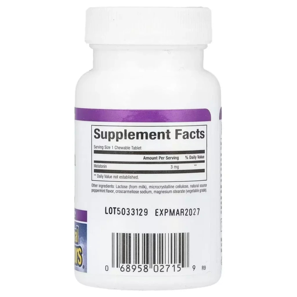 Амінокислота Natural Factors Мелатонін, 3 мг, Stress Relax, Melatonin, 90 жувальних таблеток (NFS-02715)
