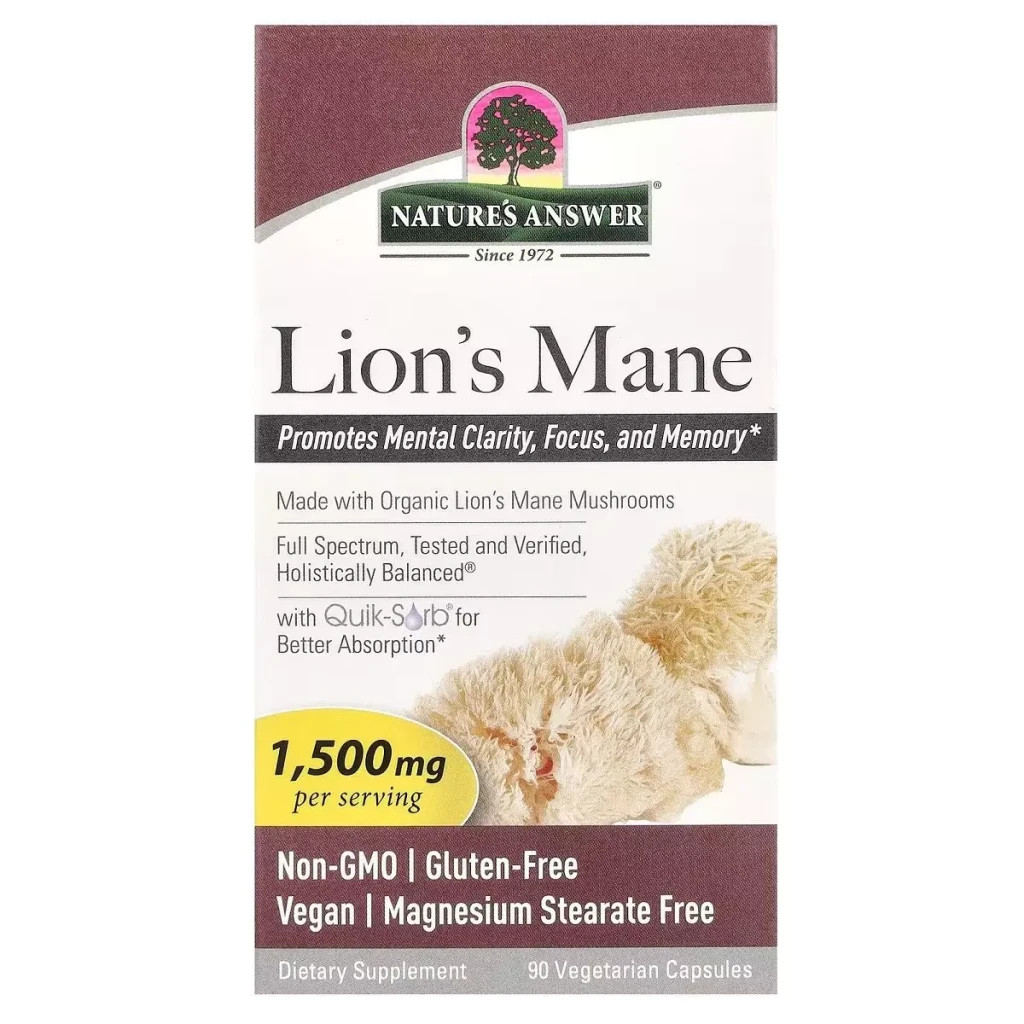 Трави Nature's Answer Їжачок гребінчастий, 1500 мг, Lion's Mane, 90 вегетаріанських кап (NTA16172)