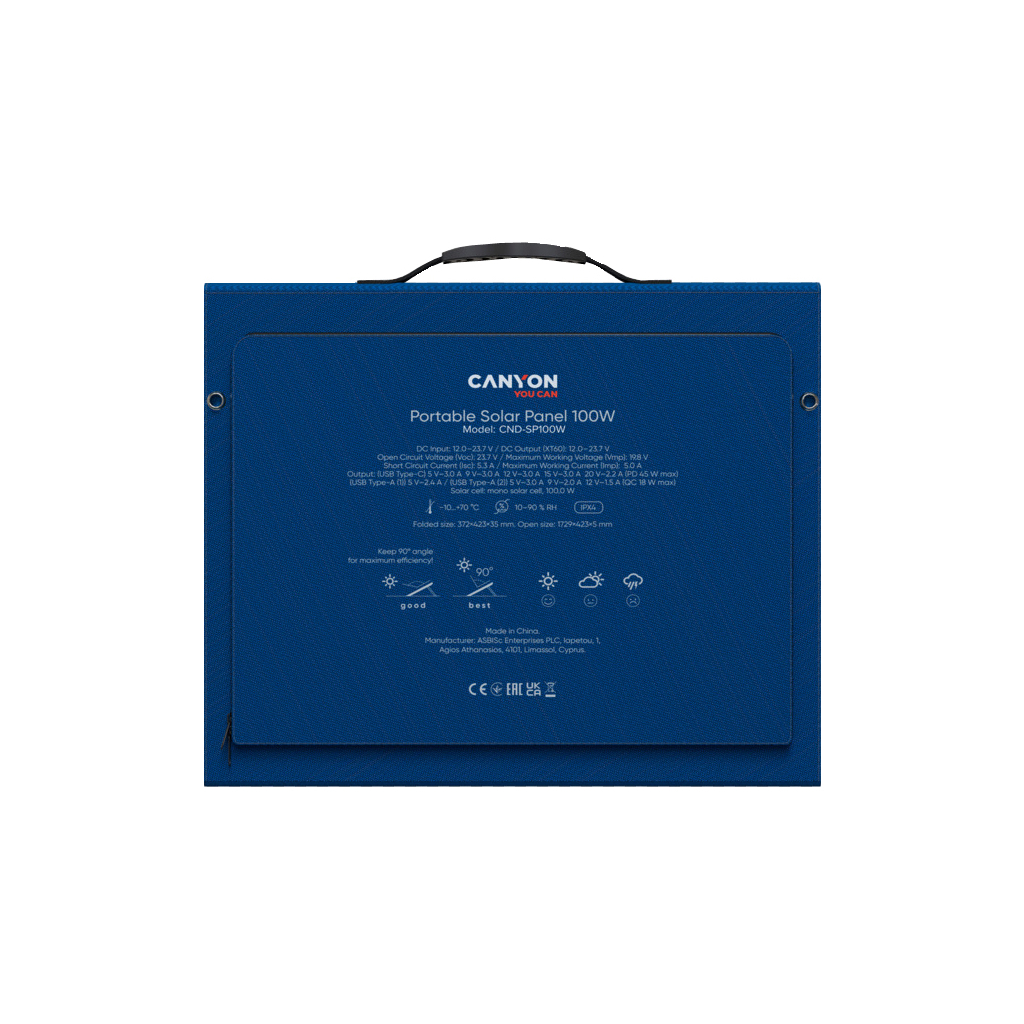 Портативна сонячна панель Canyon CND-SP100W
