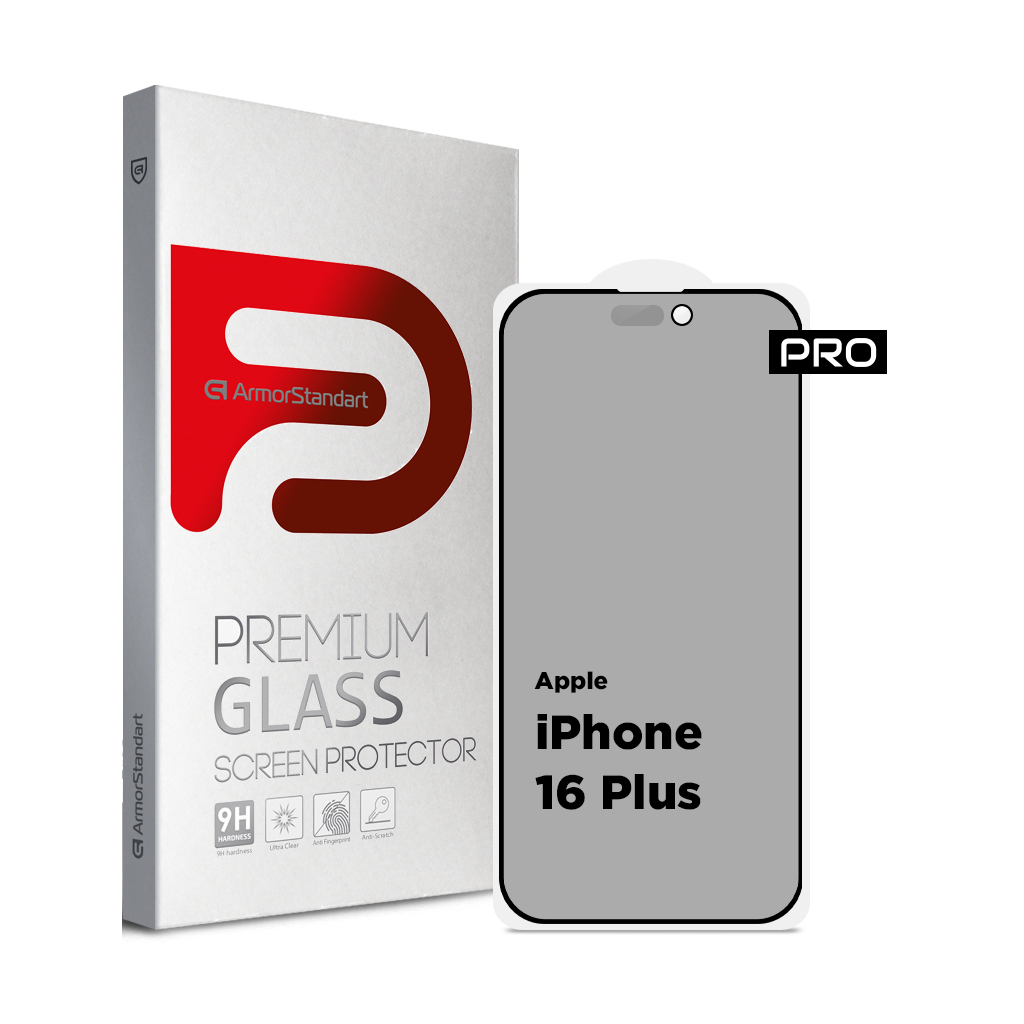 Скло захисне Armorstandart Pro Anti-spy Matte Apple iPhone 16 Plus Black (ARM79398)