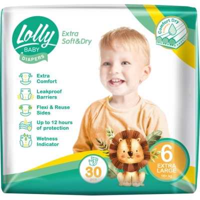 Підгузки Lolly Soft Extra Large 6 16+ кг 30 шт (4820174981280)