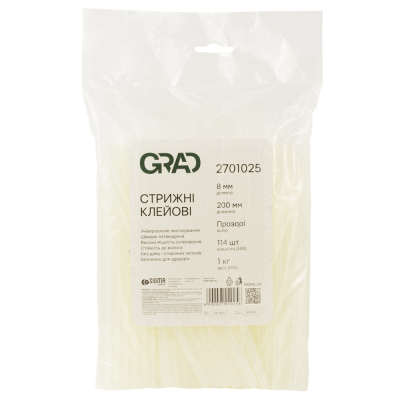 Клейові стержні Grad 8×200мм 1кг прозорі (2701025)