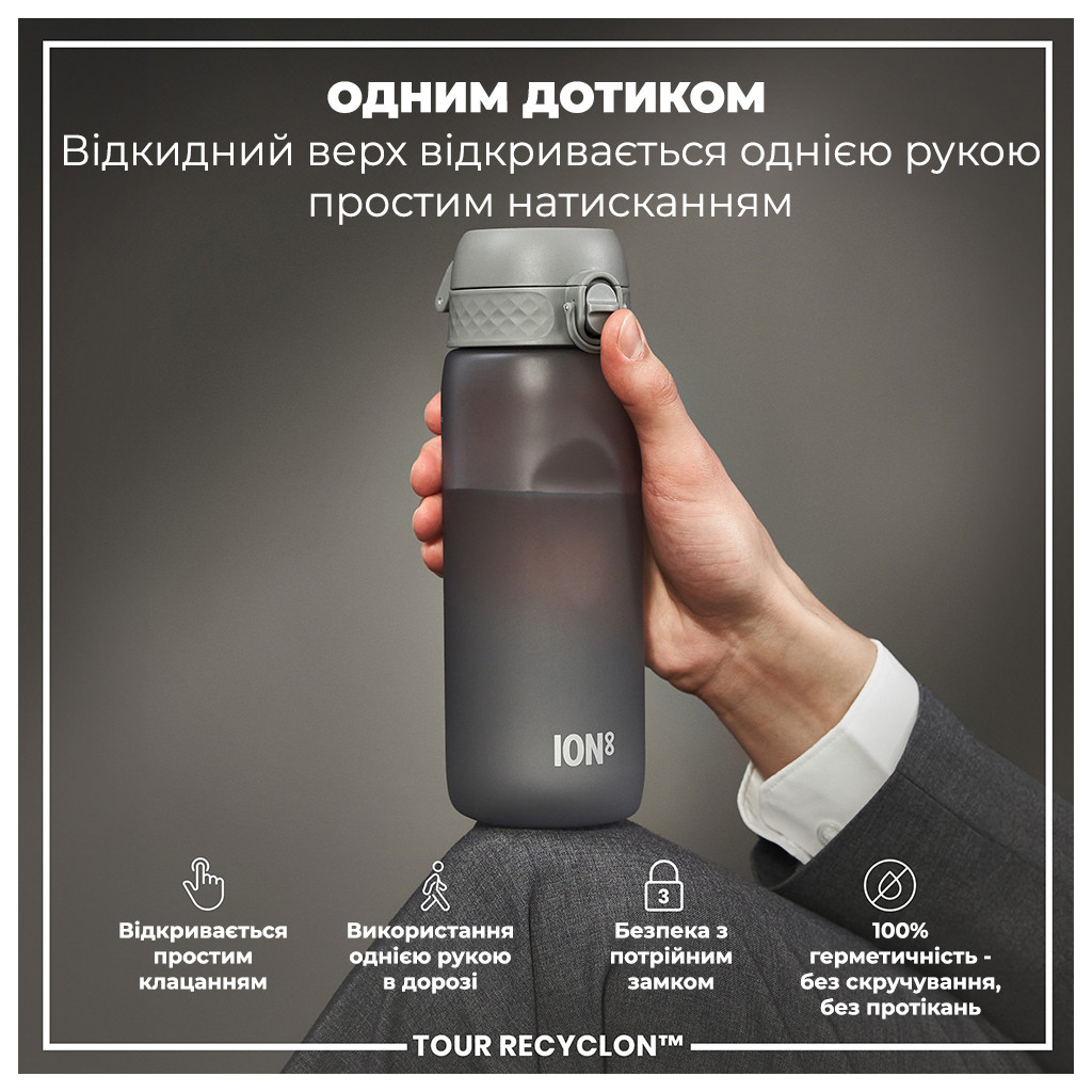 Пляшка для води ION8 OneTouch 750 мл BPA Free, Grey (I8RF750GRY)