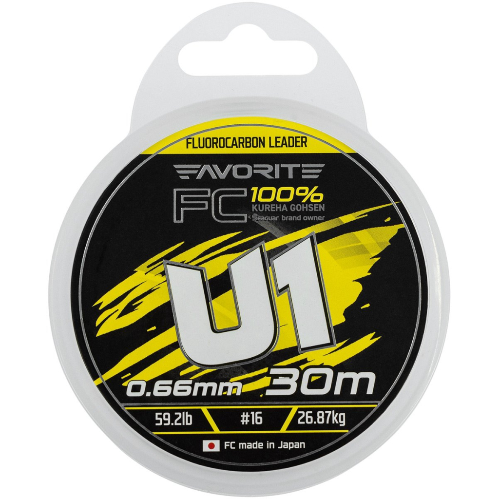 Флюорокарбон Favorite U1 FC 30m 16/0.66mm 59.2lb/26.87kg (1693.12.24) Флюорокарбон Favorite U1 FC 30m 16/0.66mm 59.2lb/26.87kg (1693.12.24)