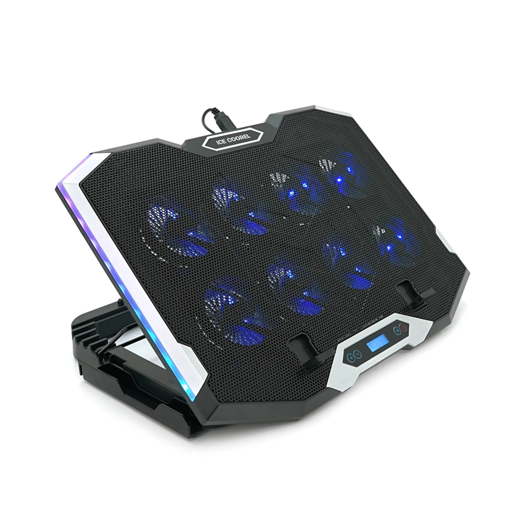 Підставка до ноутбука IceCoorel 10-17", 8*70mm, 2*USB, + LCD, 410x297x40mm, RGB (K10)