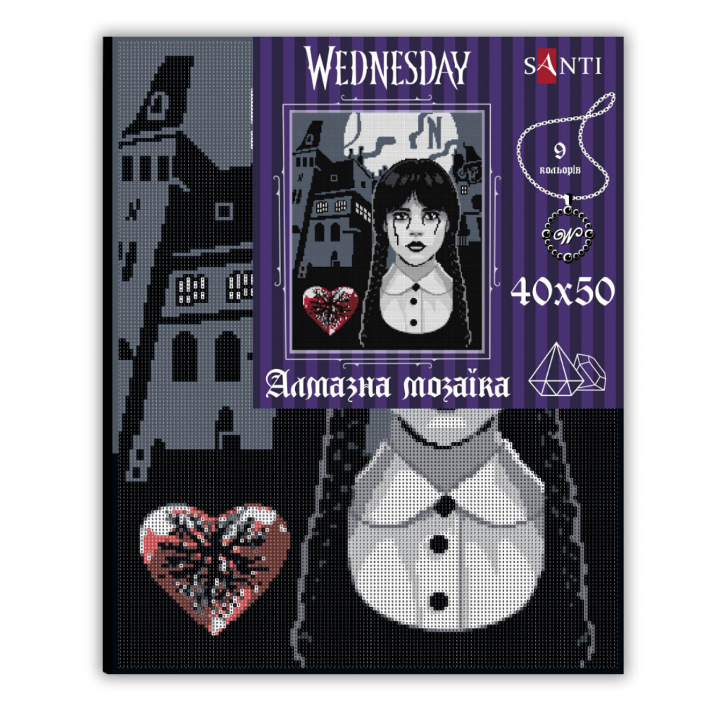 Картина по номерам Santi Wednesday Secrets of Nevermore 40х50 см, алмазна мозаїка (955322) Картина по номерам Santi Wednesday Secrets of Nevermore 40х50 см, алмазна мозаїка (955322)