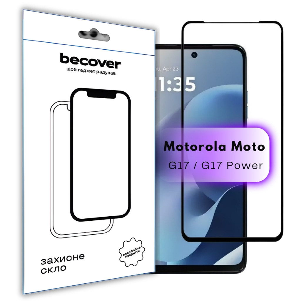 Скло захисне BeCover Motorola Moto G17 / G17 Power Black (715137)
