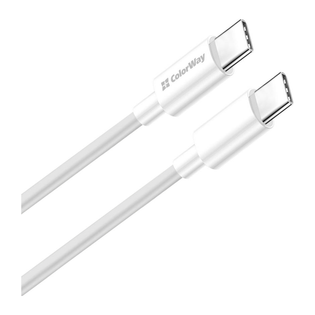Дата кабель USB-C to USB-C 2.0m 5A 100W zinc alloy braided white ColorWay (CW-CBPDCC099-WT) Дата кабель USB-C to USB-C 2.0m 5A 100W zinc alloy braided white ColorWay (CW-CBPDCC099-WT)