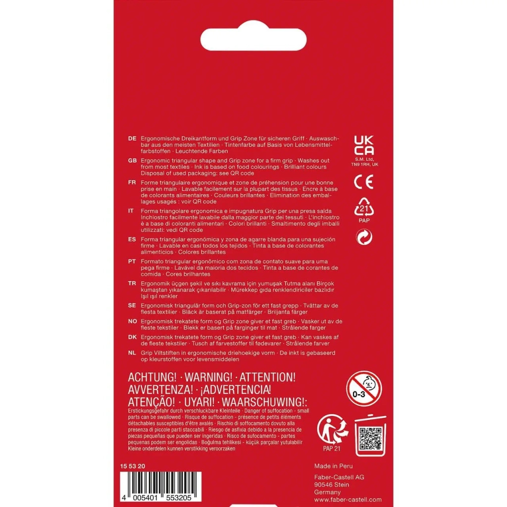 Фломастери Faber-Castell тригранні Grip felt-tip pen, 20 кольорів (17766)
