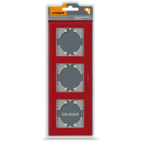 Frame Videx BINERA red glass 3 posts (VF-BNFRG3H-RD)