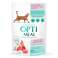Wet food for cats Optimeal with sensitive digestion with lamb and turkey fillet in sauce 85 g (4820215364003)