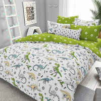 Bed sheet MirSon Beige 17-0576 Dinosaur robot 180x220 cm (2200005542545)