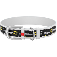 WAUDOG Design pet collar with QR passport "Batman 3" M W 20 mm L 30-39 cm (white) (0020-1005-15)