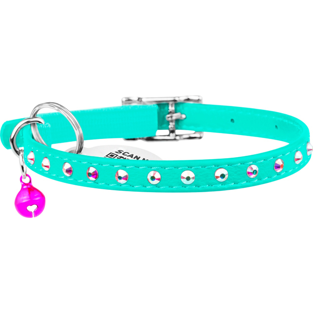 Нашийник для тварин WAUDOG GLAMOUR з резинкою і стразами для кішок (ментоловий) (325413) Нашийник для тварин WAUDOG GLAMOUR з резинкою і стразами для кішок (ментоловий) (325413)