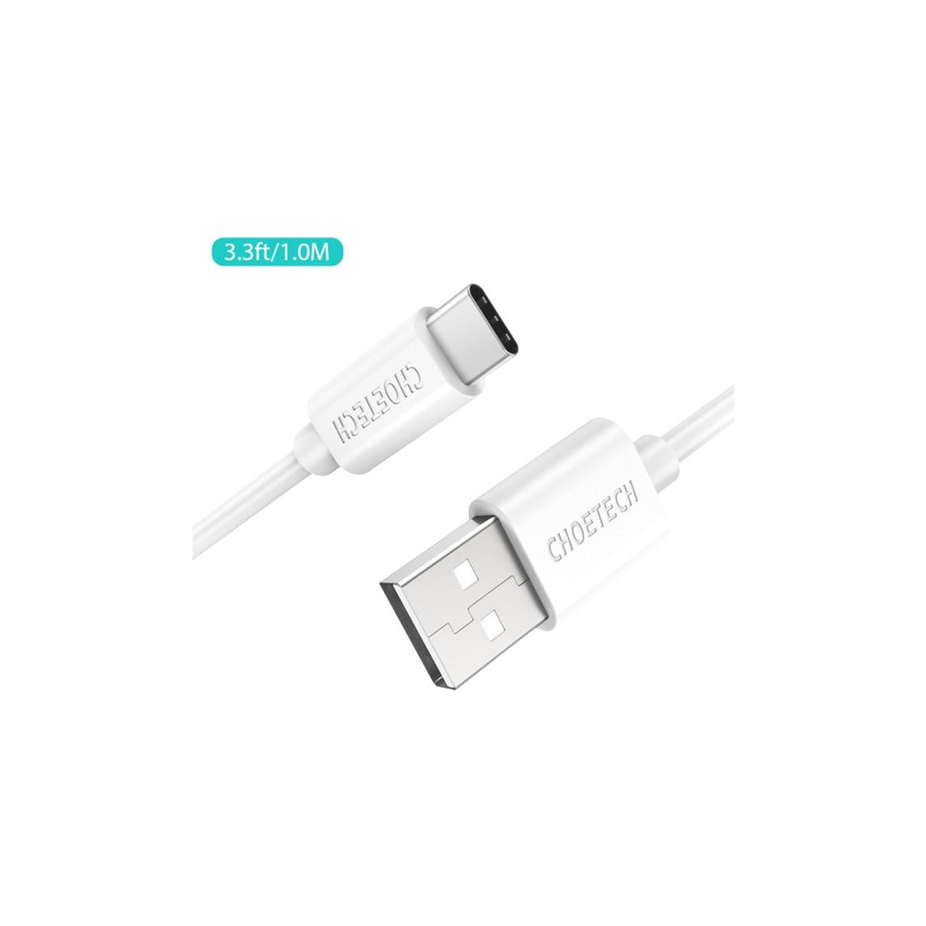 Дата кабель USB 2.0 AM to USB-C 1.0m Choetech (AC0002-WH)
