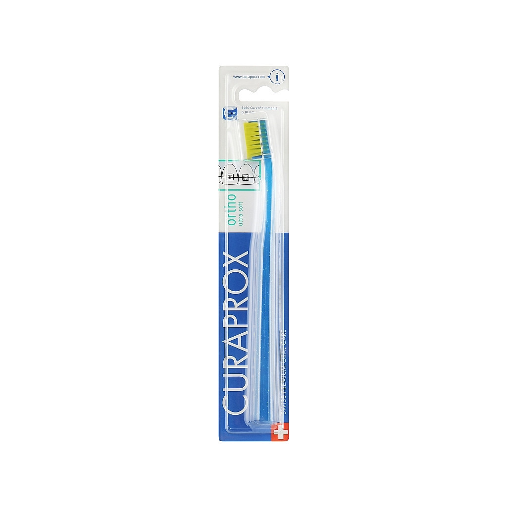 Зубна щітка Curaprox CS 5460 Ortho Ultra Soft Ультрам'яка ортодонтична Синя із салатовою щетиною (CS 5460 Ortho-02)