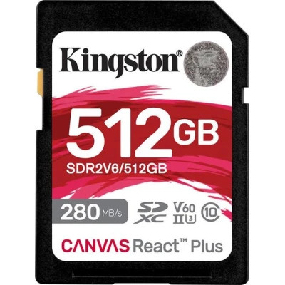 Карта пам'яті Kingston 512GB SDXC class 10 UHS-II U3 Canvas React Plus (SDR2V6/512GB)