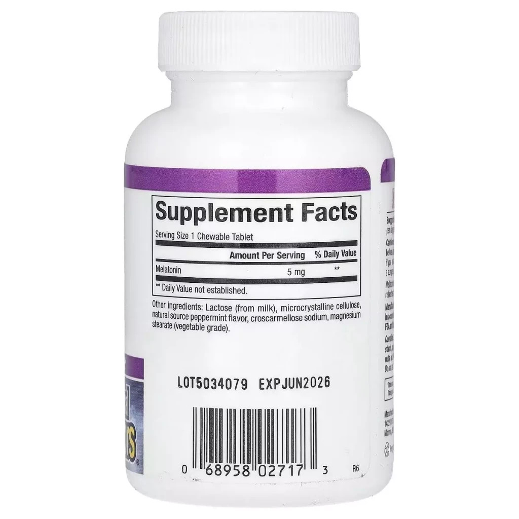 Амінокислота Natural Factors Мелатонін, 5 мг, Stress Relax, Melatonin, 90 жувальних таблеток (NFS-02717)