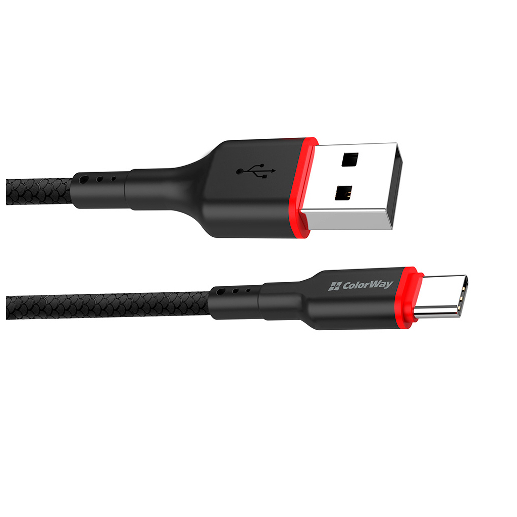 Дата кабель USB 2.0 AM to Type-C 1.0m 2.4А black ColorWay (CW-CBUC064-BK)