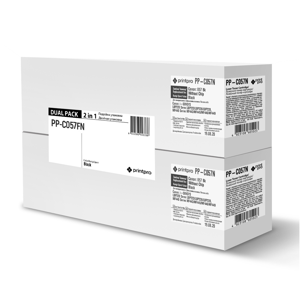 Картридж PrintPro CANON 057 Black без чипа DUAL PACK (PP-C057FN)