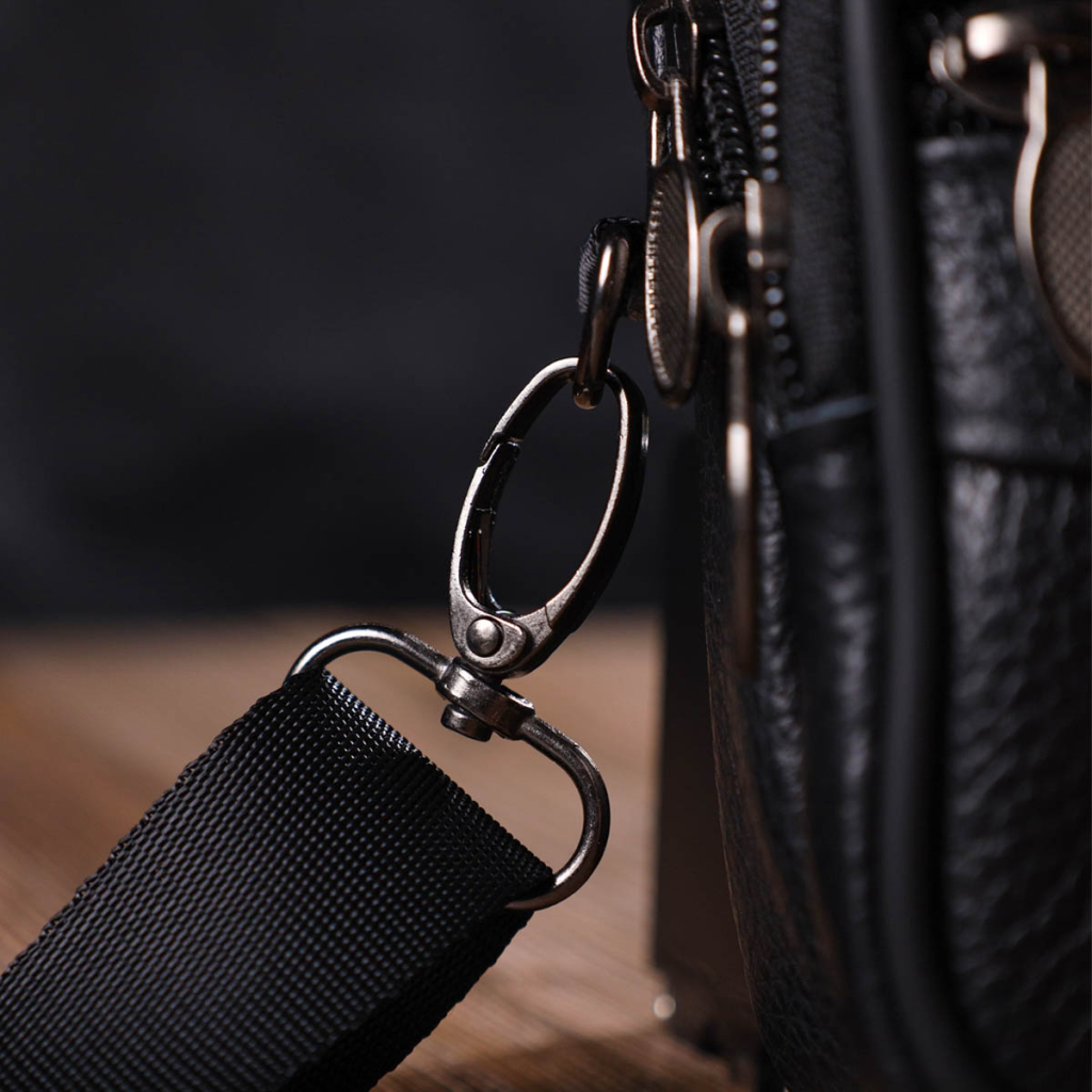 Сумка Vintage Горизонтальна поясна з натуральної шкіри Чорна (21485)