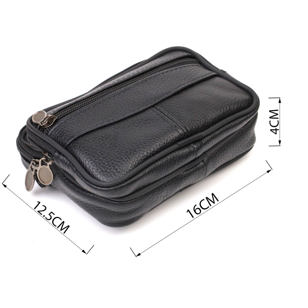 Сумка Vintage Горизонтальна поясна з натуральної шкіри Чорна (21485)