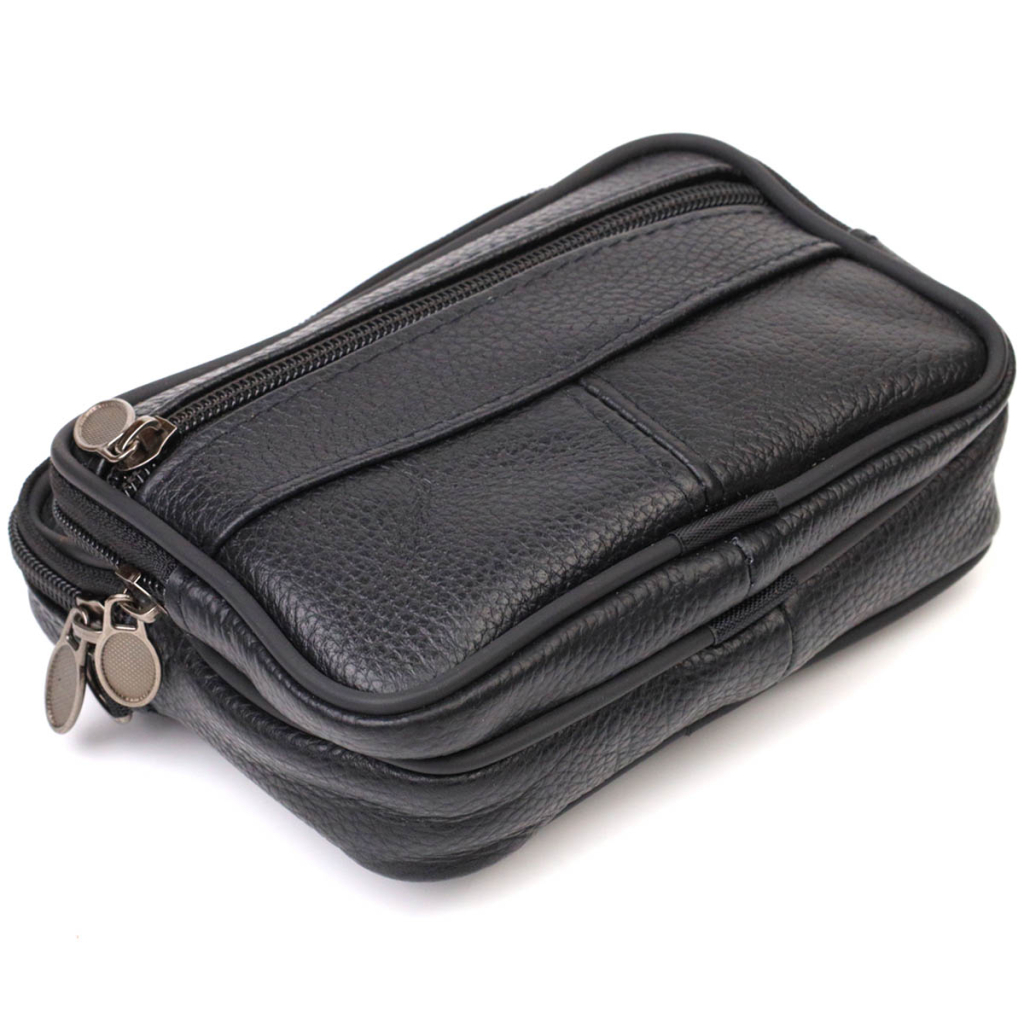 Сумка Vintage Горизонтальна поясна з натуральної шкіри Чорна (21485)