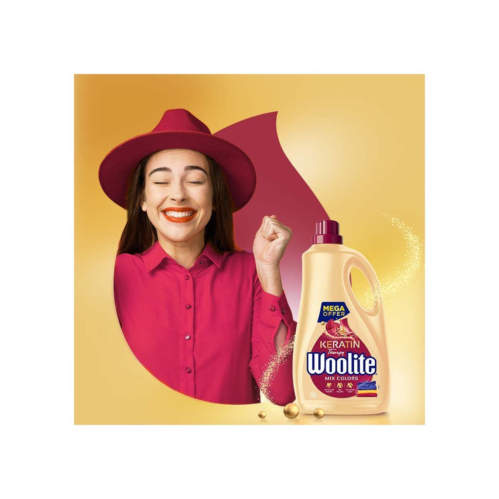 Гель для прання Woolite Для кольорових тканин З кератином 3.6 л (5900627090512)