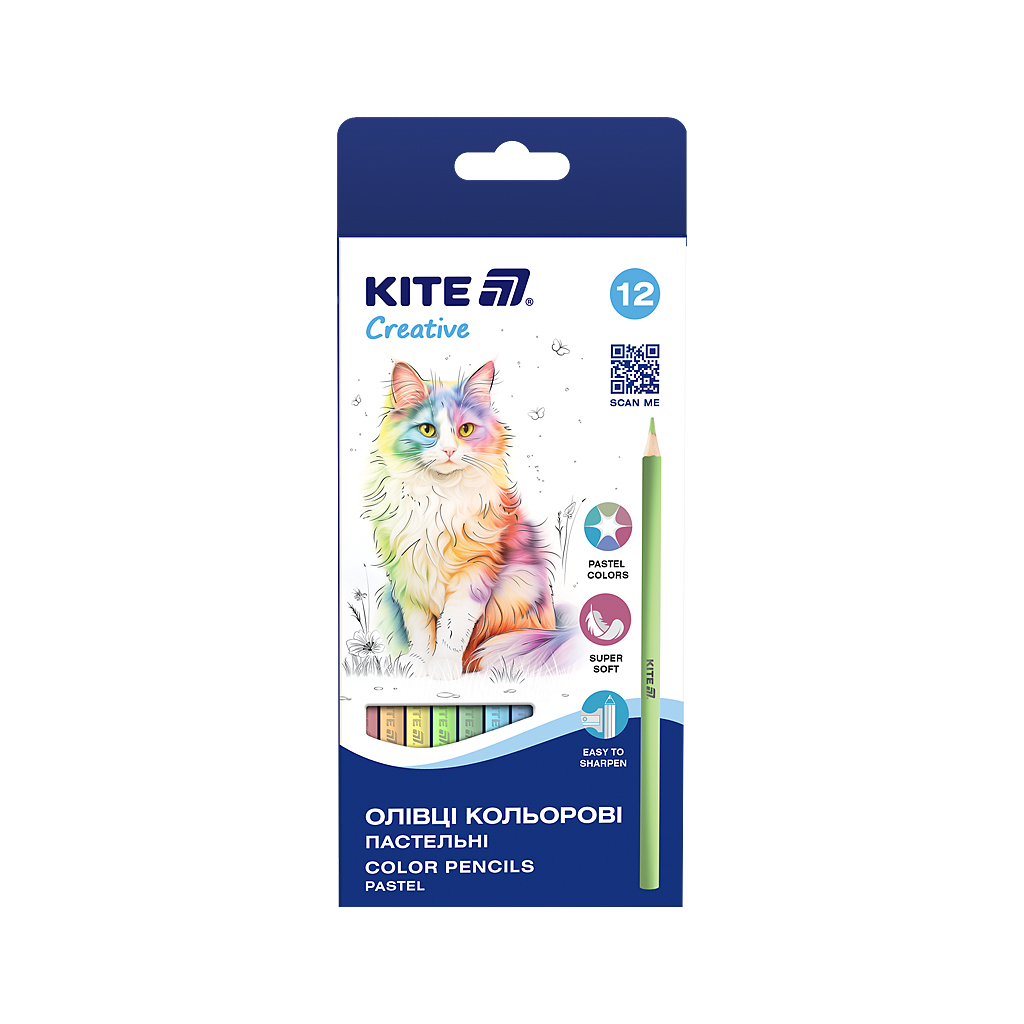 Олівці кольорові Kite Creative Pastel 12 кольорів (K-451) Олівці кольорові Kite Creative Pastel 12 кольорів (K-451)