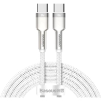 Дата кабель USB-C to USB-C 2.0m Cafule Metal PD 100W white Baseus (CATJK-D02)
