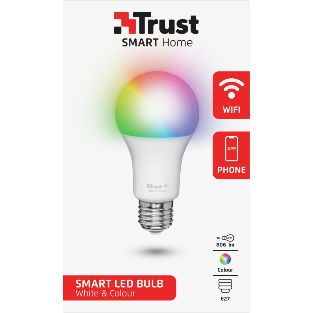 Розумна лампочка Trust E27 806 Lumen, 1800-6500k, RGBCW, white (71281_TRUST)
