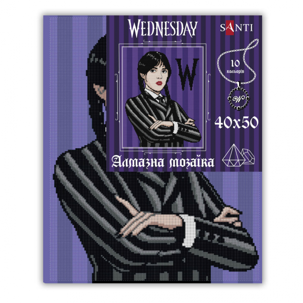 Картина по номерам Santi Wednesday Addams 40х50 см, алмазна мозаїка (955333) Картина по номерам Santi Wednesday Addams 40х50 см, алмазна мозаїка (955333)
