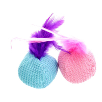 Toy for cats Hippie Pet Balls with feathers textile multicolored 4.5 cm 2 pcs (HIPCT14160)