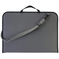 Folder - briefcase Maxi A2 plastic with zipper, gray (MX30042)