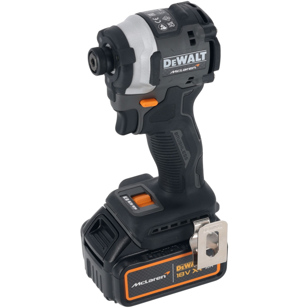Шуруповерт DeWALT McLaren F1 TEAM LIMITED EDITION, 18V, АКБ 2x5Ah, 205Нм, 1000-2800-3250об/хв, кейс, ЗП, 1.0кг (DCF85MP2T)