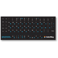 Наклейка на клавіатуру ColorWay непрозора чорна, біло-синя (CW-BWBL)