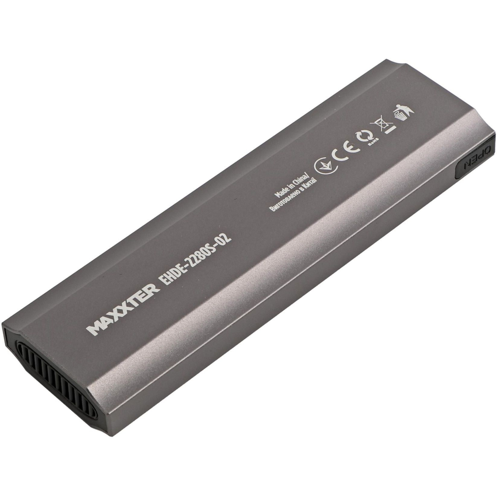 Кишеня зовнішня Maxxter USB-C USB 3.1 Gen2 M.2 NVMe 10Gbps gray (EHDE-2280S-02) Кишеня зовнішня Maxxter USB-C USB 3.1 Gen2 M.2 NVMe 10Gbps gray (EHDE-2280S-02)