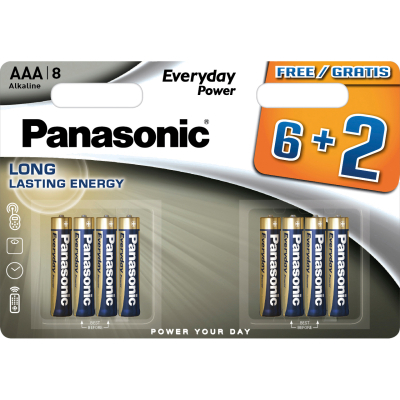 Батарейка Panasonic AAA LR03 Everyday Power * 8(6+2) (LR03REE/8B2F)