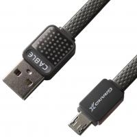 Дата кабель USB 2.0 AM to Micro 5P 1.0m Grey, Flat Grand-X (FLM01)