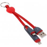 Дата кабель USB 2.0 AM to Lightning + Micro 5P 0.25m red XoKo (SC-201-RD)