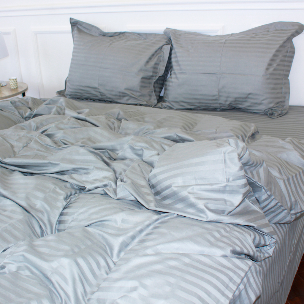 Постільна білизна MirSon Satin Stripe 30-0010 Light Gray 143х210 полуторний (2200005251119)